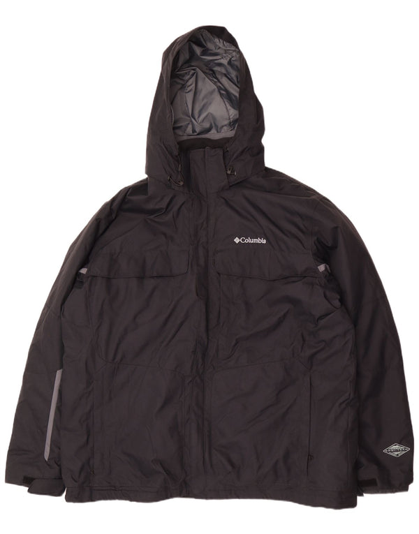 Columbia Herre Omni-Tech Hooded Windbreaker Jacket UK 44 2XL Sort Nylon