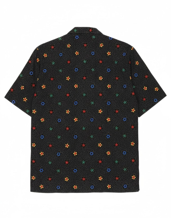 LEONARDO Womens Oversized Short Sleeve Shirt UK 10 Small Black Floral