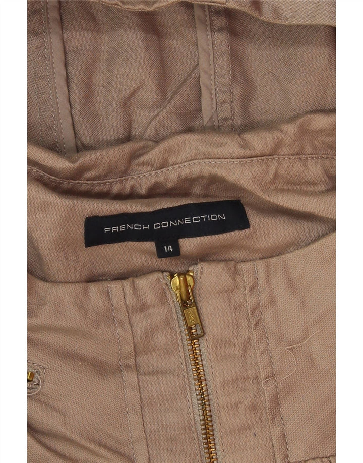 French Connection Dame Hooded Utility Jacket UK 14 Large Beige Cotton