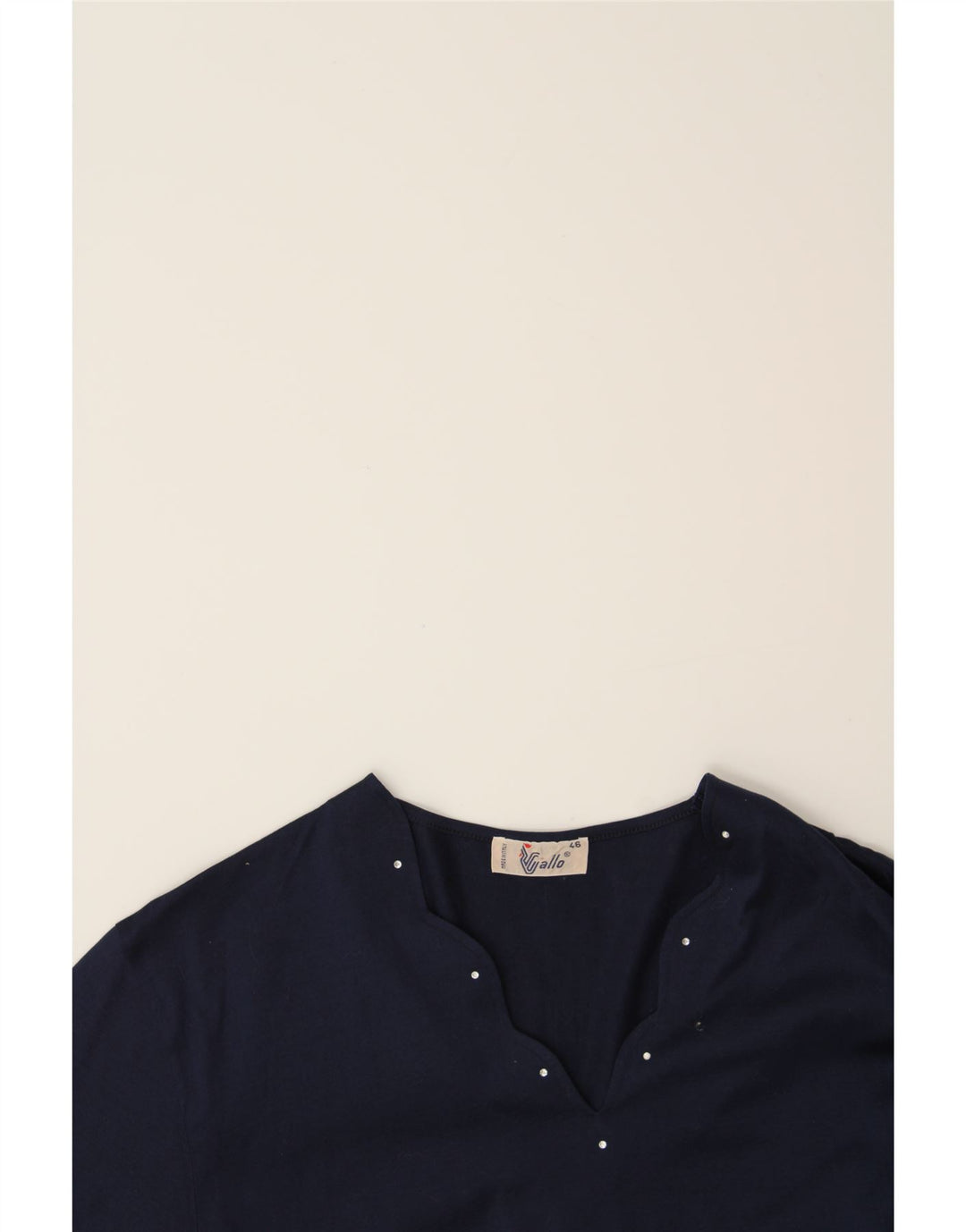 VINTAGE Womens Blouse Top IT 46 Large Navy Blue Cotton Vintage Vintage and Second-Hand Vintage from Messina Hembry 