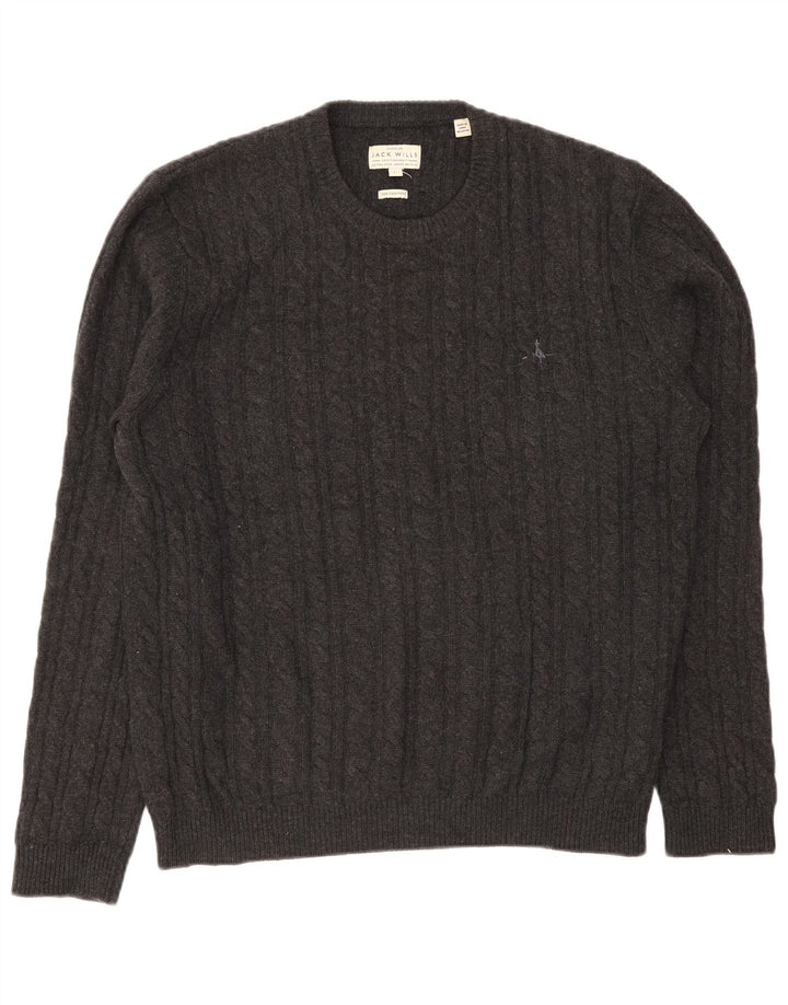 Jack Wills Mens Crew Neck Jumper Sweater Large Grey Cashmere