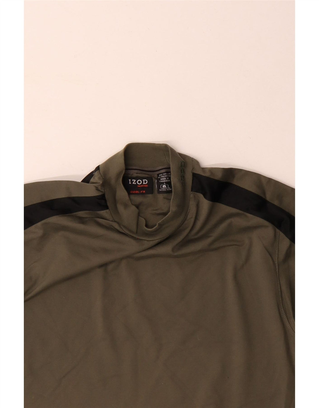 IZOD Herre T-Shirt Top Stor Khaki Colourblock Bomuld