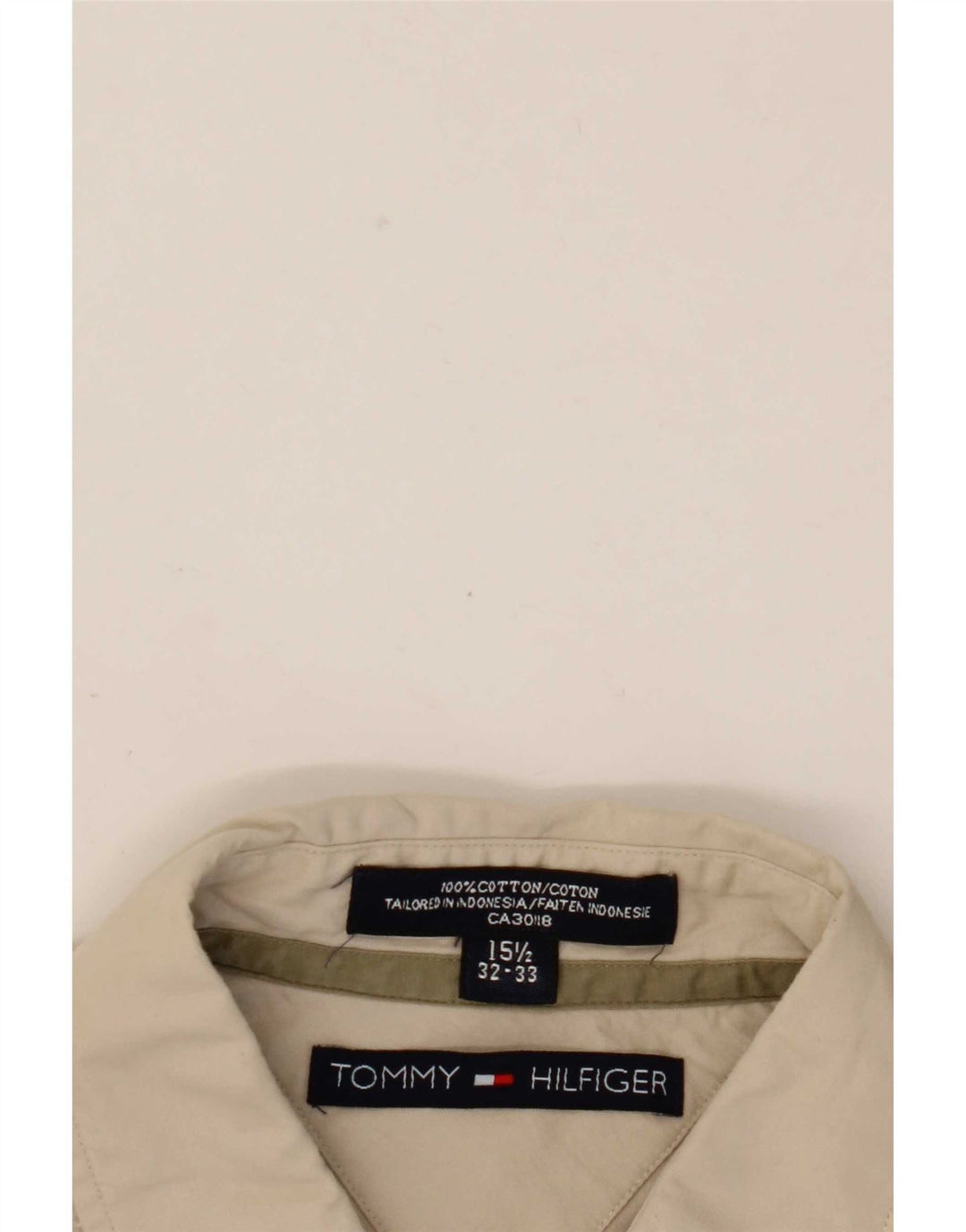 Tommy Hilfiger Herreskjorte Størrelse 15 1/2 Medium Beige Bomuld