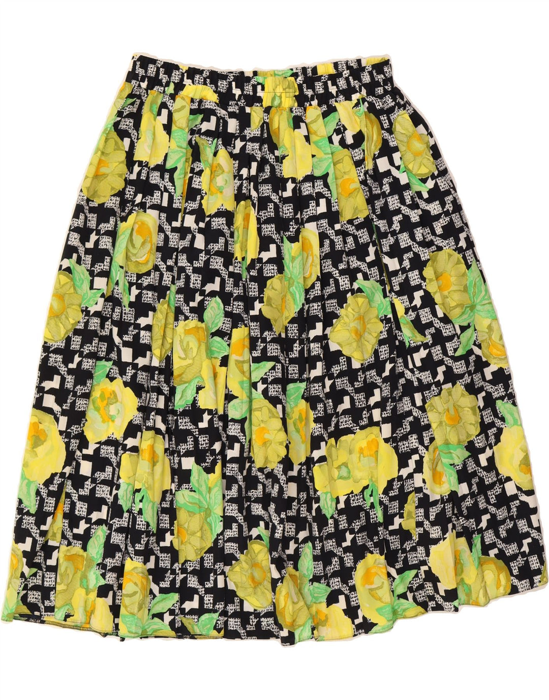 VINTAGE Womens Knife Pleated Skirt W30 Medium Black Floral Vintage Vintage and Second-Hand Vintage from Messina Hembry 