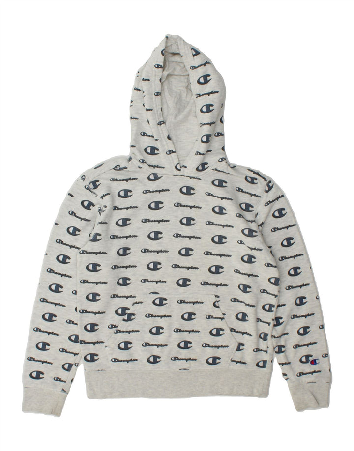 CHAMPION Boys Graphic Hoodie Jumper 9-10 Years Medium Grey Cotton Vintage Champion and Second-Hand Champion from Messina Hembry 