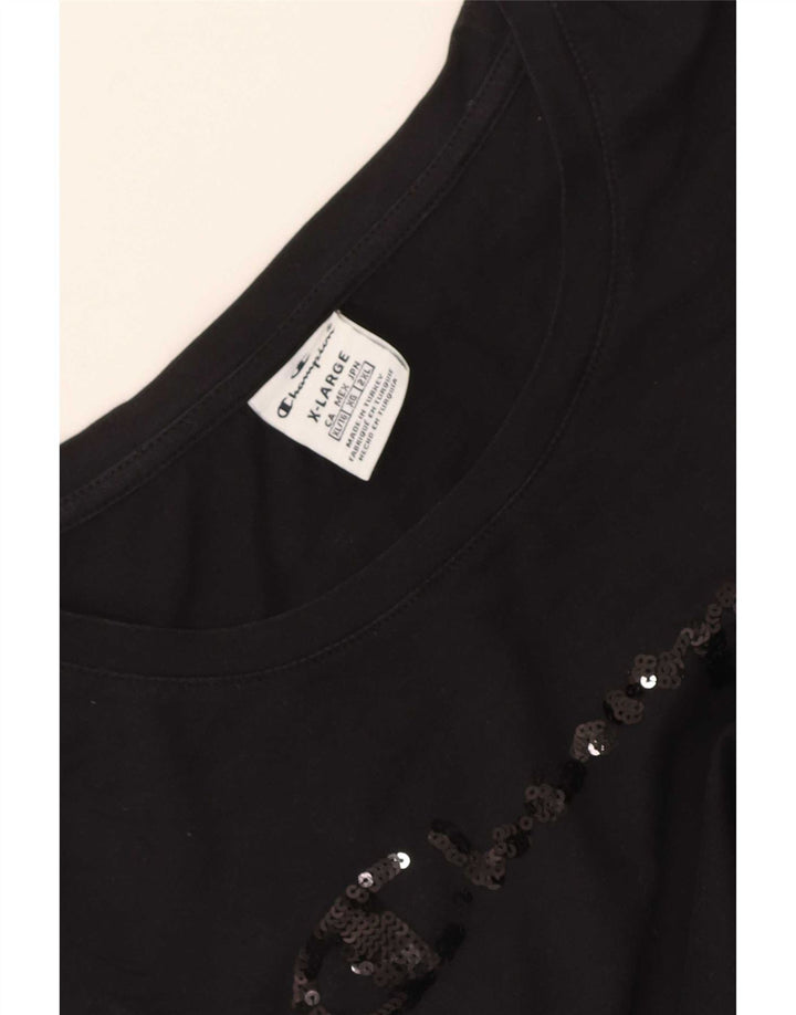 Champion Womens Grafisk Top 3/4 ærme UK 18 XL Sort