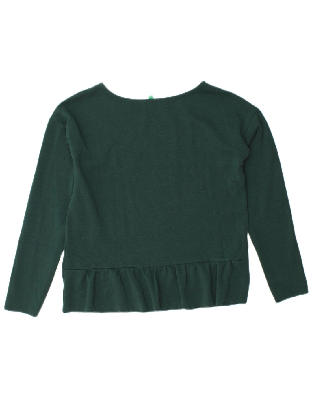 BENETTON Dame Crop Top Langærmet UK 12 Mellemgrøn