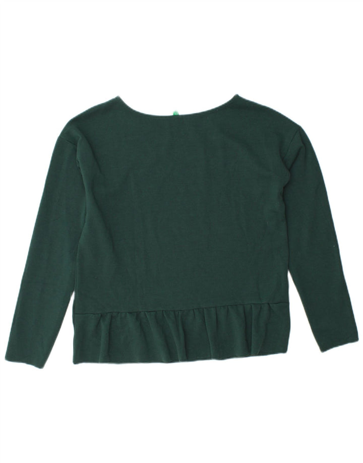 BENETTON Dame Crop Top Langærmet UK 12 Mellemgrøn