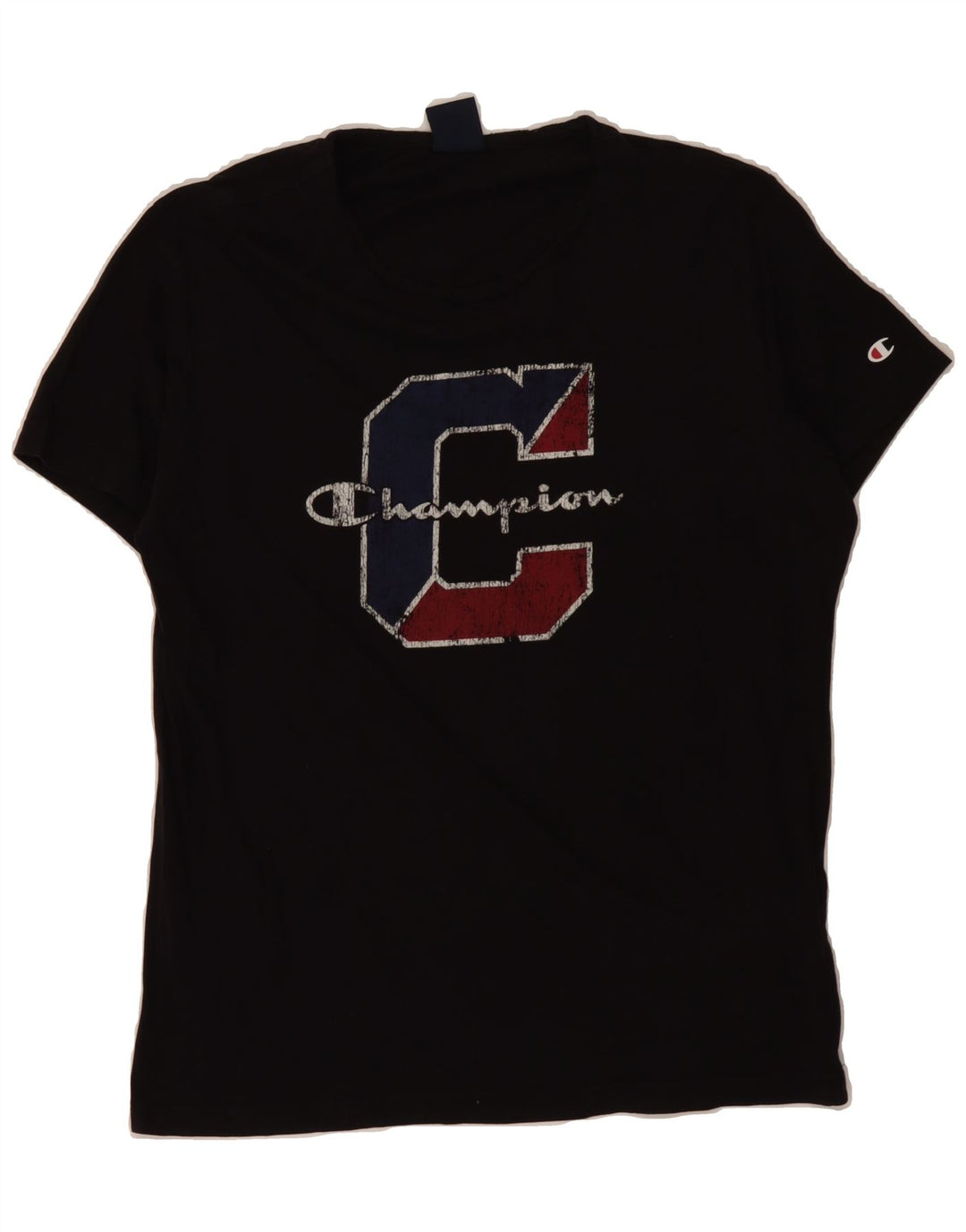 CHAMPION Mens Graphic T-Shirt Top Small Black Cotton Vintage Champion and Second-Hand Champion from Messina Hembry 