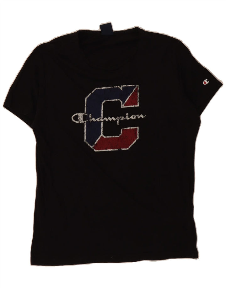 CHAMPION Mens Graphic T-Shirt Top Small Black Cotton Vintage Champion and Second-Hand Champion from Messina Hembry 