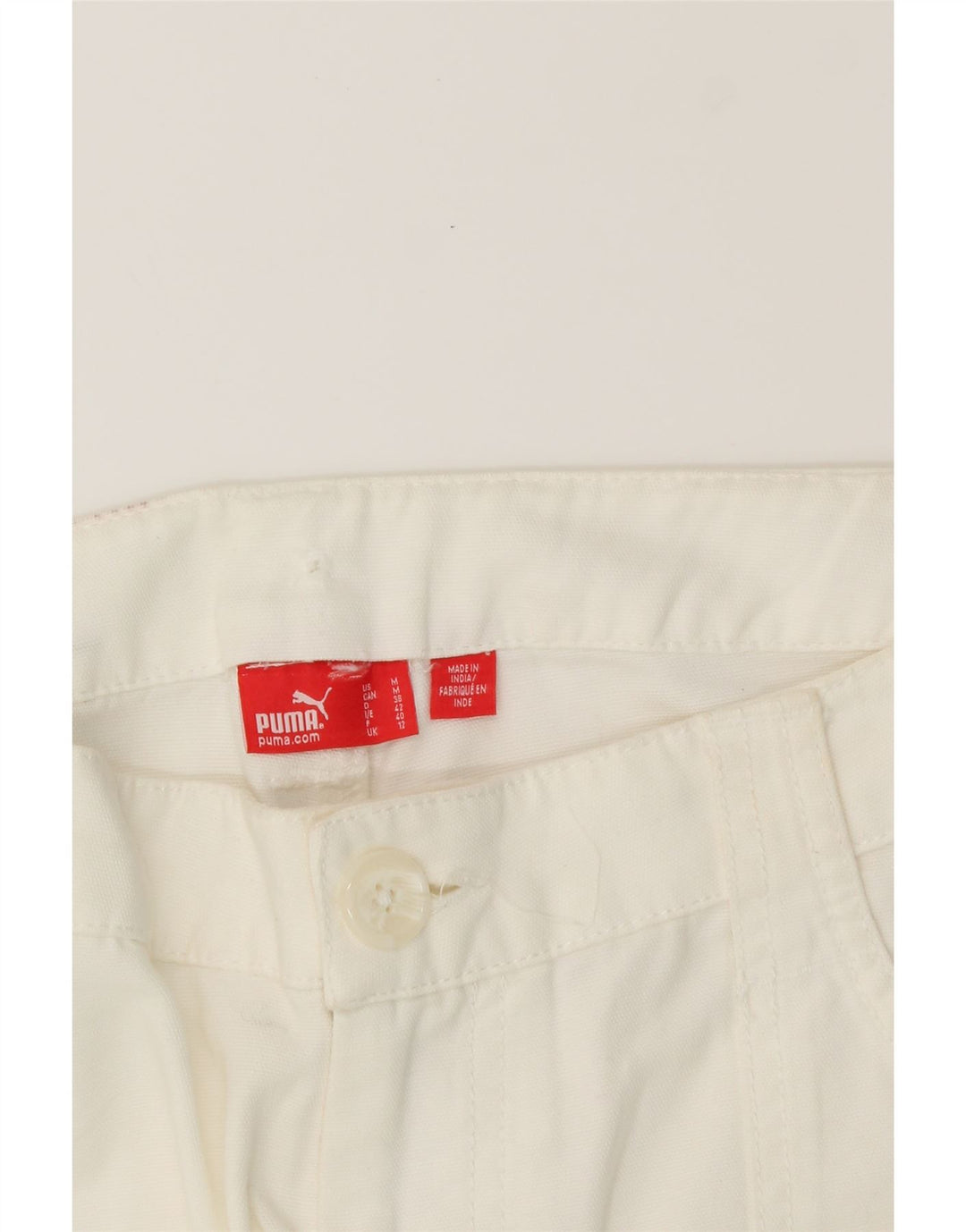 PUMA Womens Crop Straight Cargo Trousers UK 12 Medium W32 L26 White Vintage Puma and Second-Hand Puma from Messina Hembry 