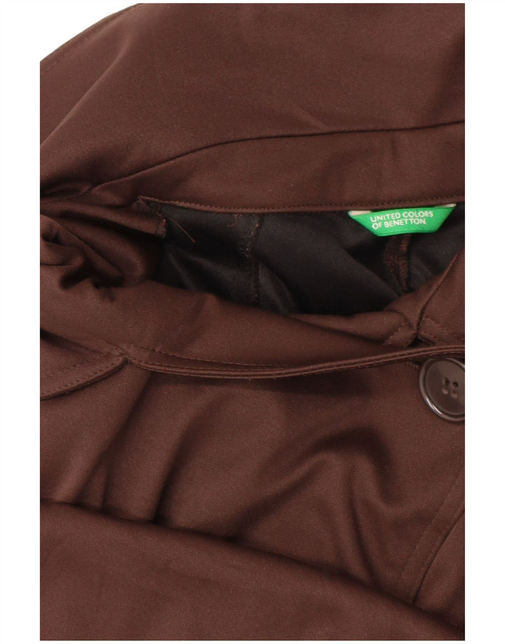 BENETTON Trench Coat til kvinder UK 14 Medium Brun Polyester