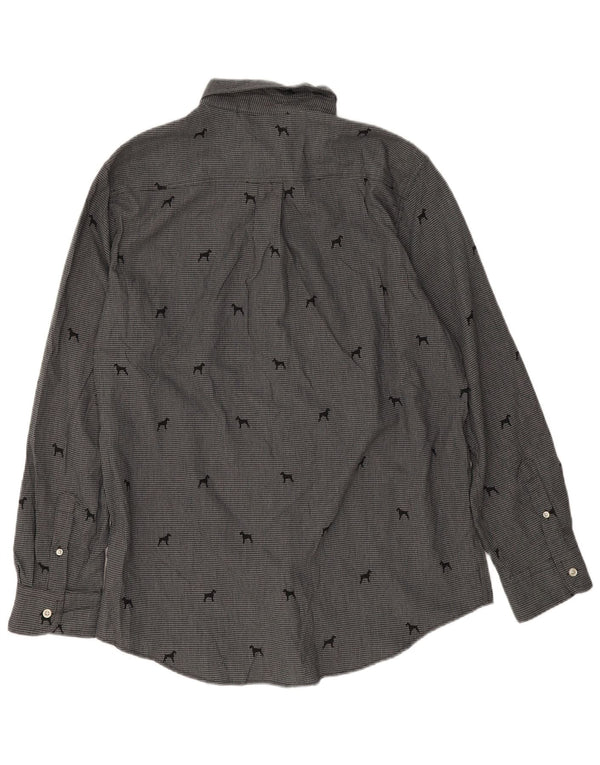 Chaps Herreskjorte Medium Grå Houndstooth Bomuld