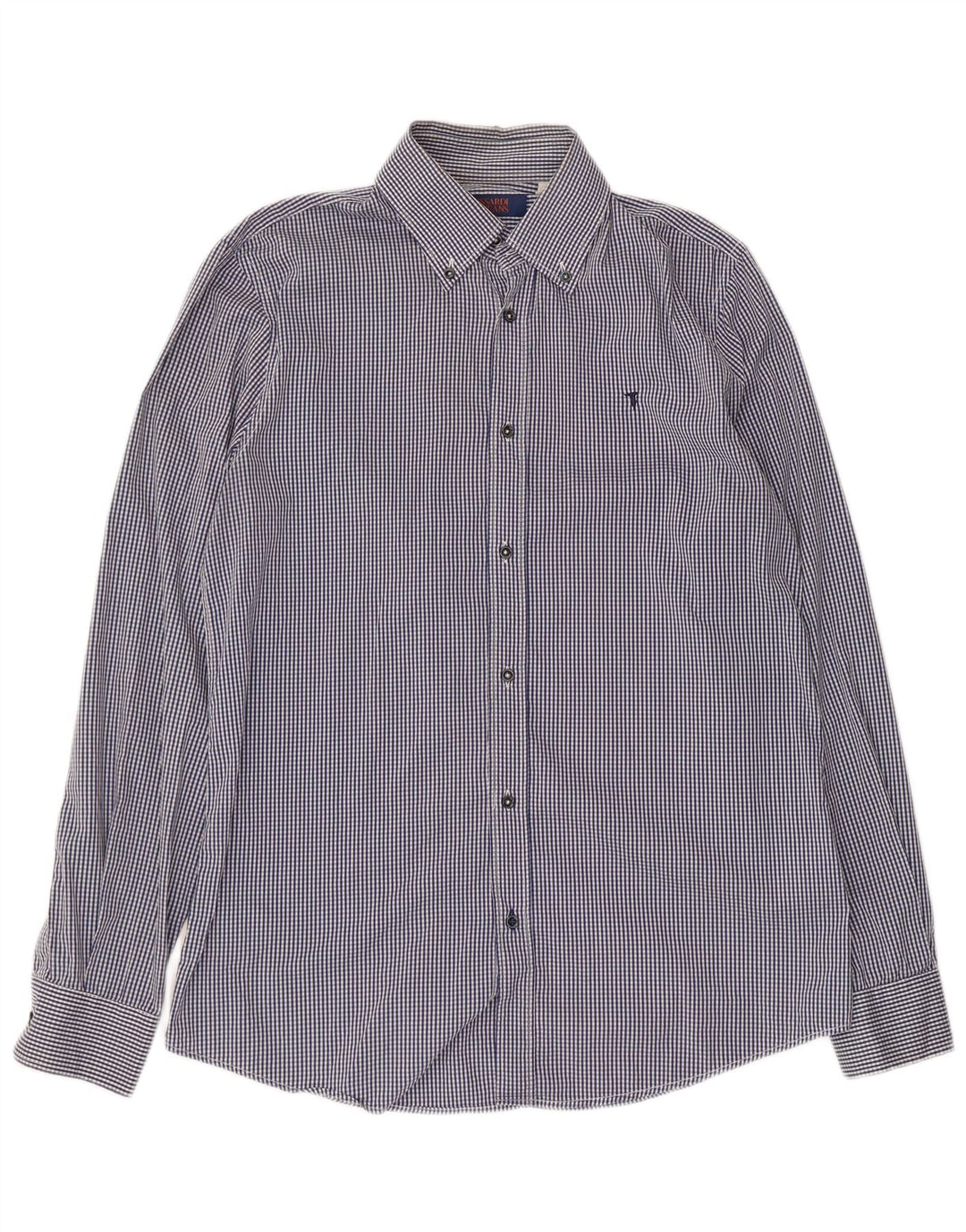 Trussardi Jeans Herreskjorte str. 39 Medium Blue Gingham Cotton