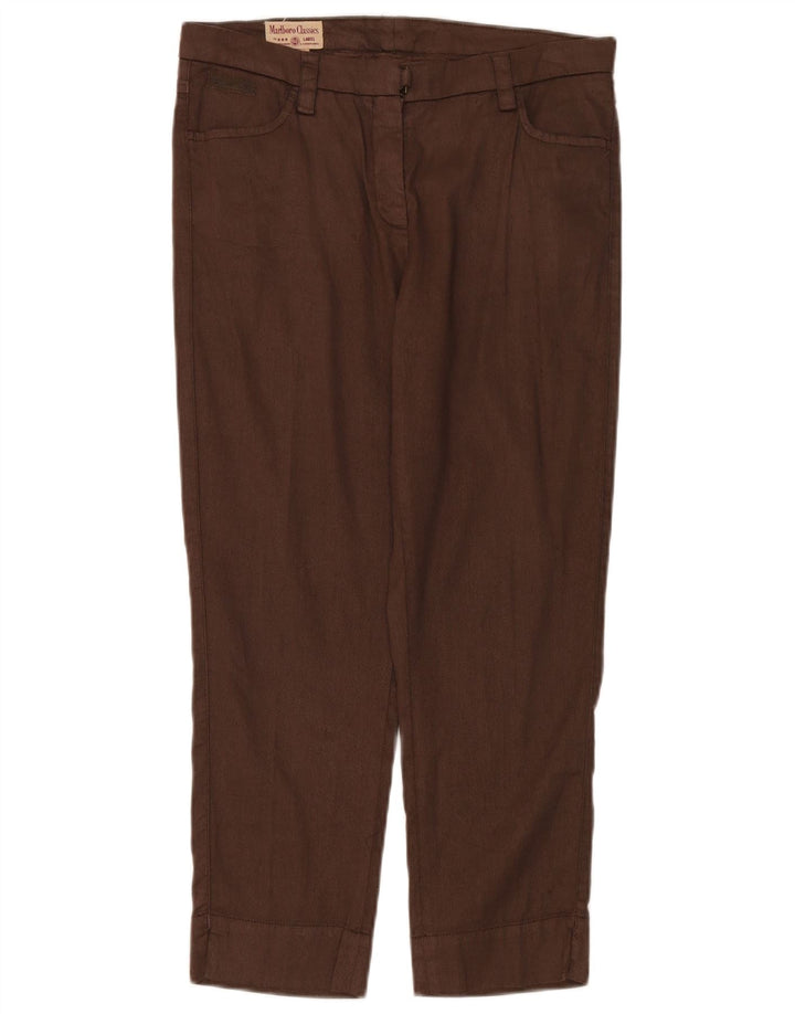 Marlboro Classics Womens Cropped Trousers W30 L24 Brown Linen