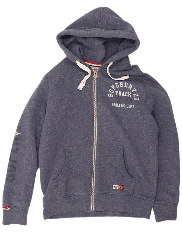 Superdry Herre grafisk hættetrøje med lynlås 2XL Blå Flecked Bomuld