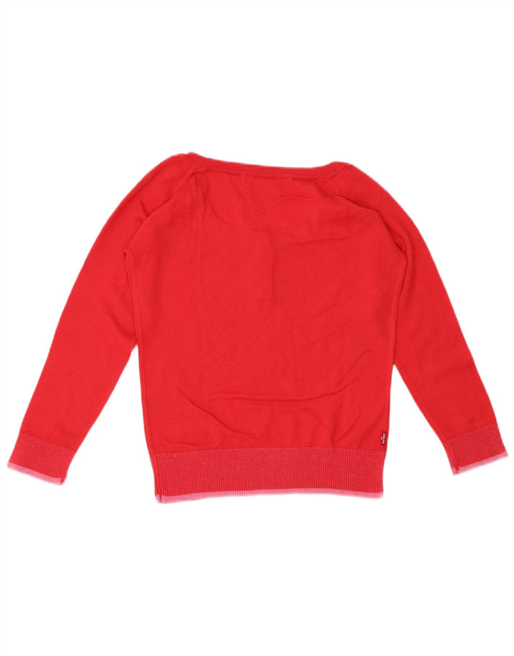 LEVI'S Dame Crop Button Neck Sweater UK 10 Lille rød bomuld