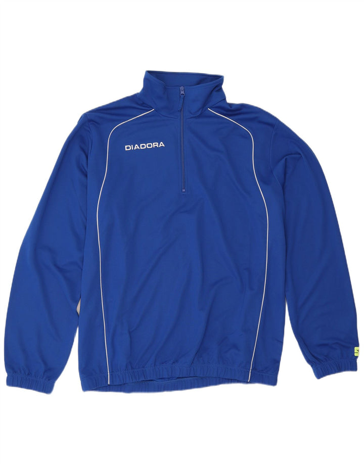 Diadora Herre Zip Neck Pullover Træningsdragt Top XL Blå Polyester