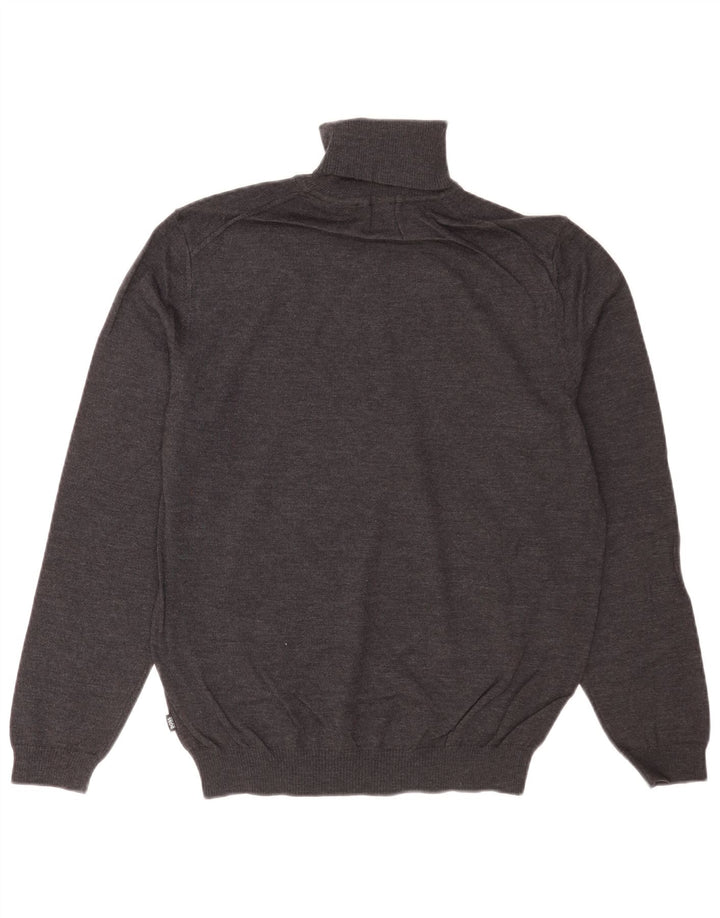 Hugo Boss Herre Regular Fit Roll Neck Jumper Sweater Medium Grey Virgin Wool