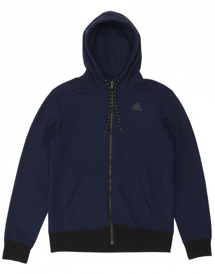 ADIDAS Mens Climalite Zip Hoodie Sweater Small Navy Blue Polyester