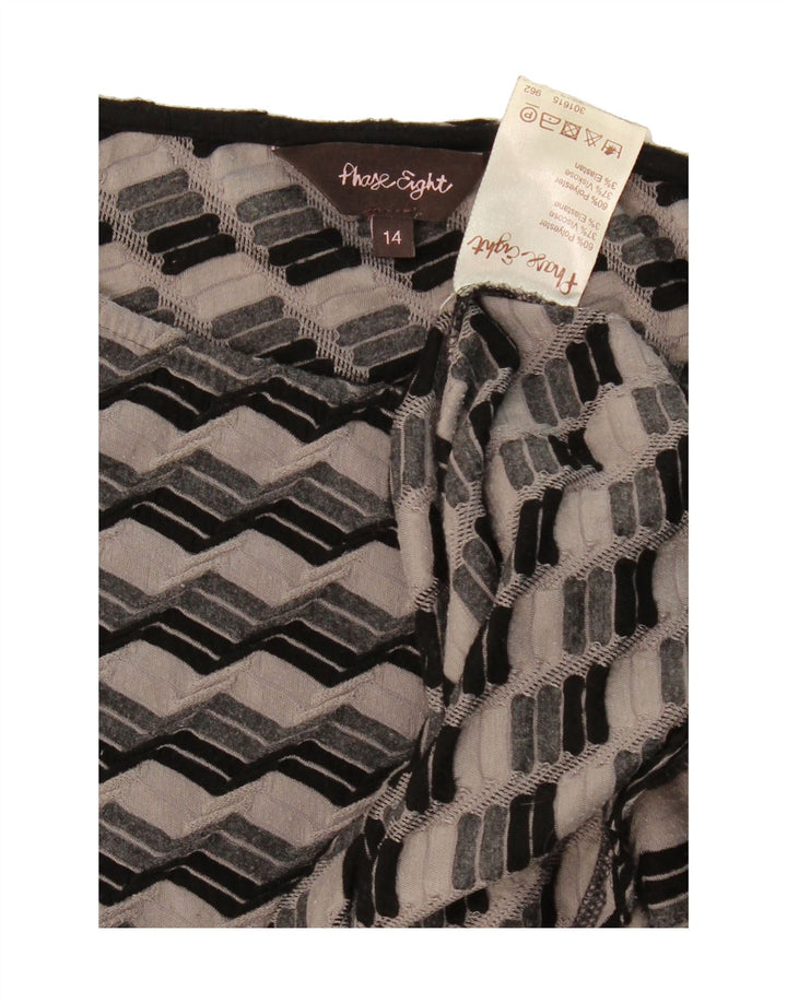 PHASE EIGHT Womens Top 3/4 Sleeve UK 14 Medium Grey Geometric Polyester Vintage Phase Eight and Second-Hand Phase Eight from Messina Hembry 