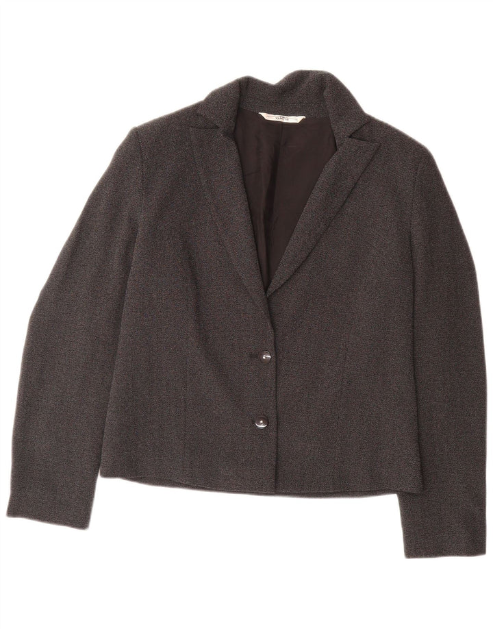 Via Veneto Dame 2-knaps blazerjakke US 10 Large Grey Flecked Polyester