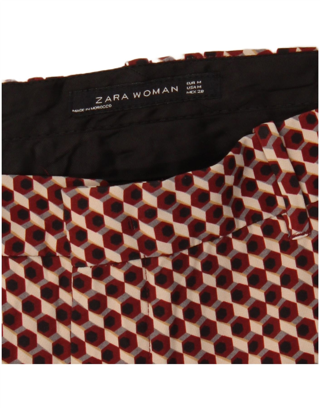Zara Dame Slim Chino Bukser Medium W28 L27 Rød Geometrisk