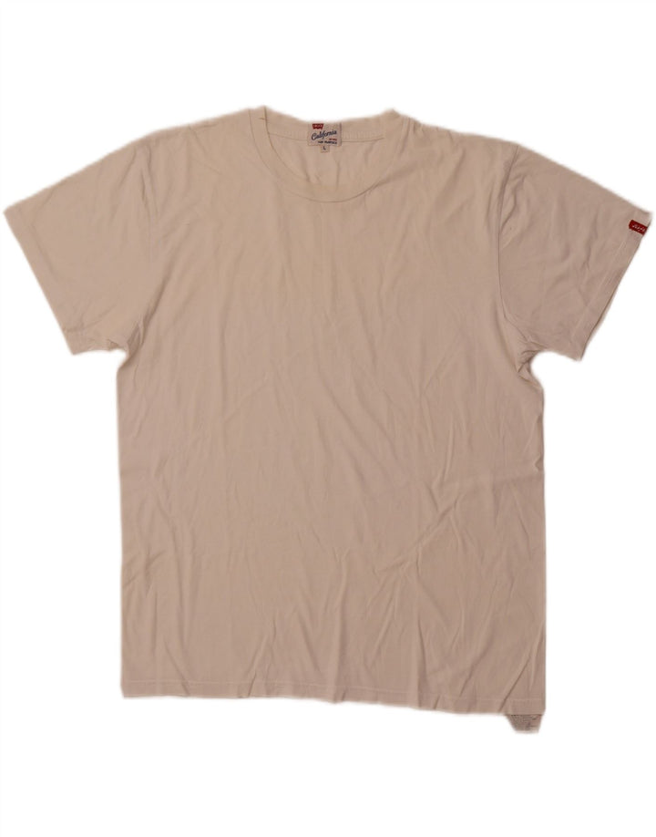 Levi's Dame T-Shirt Top UK 16 Stor Hvid Bomuld