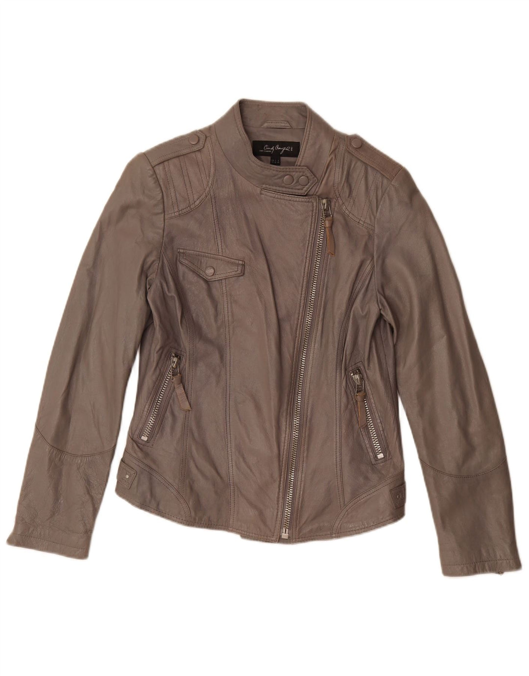 C&A Dame Cindy Crawford Læder Biker Jacket EU 40 Medium Grey