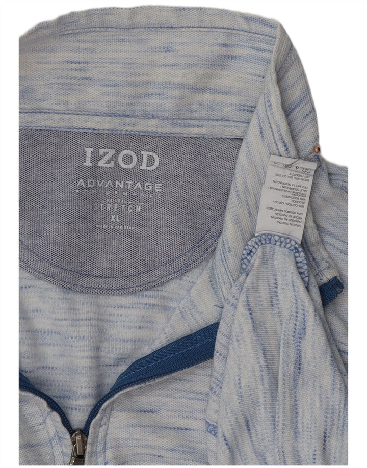 IZOD Pullover med lynlås til mænd, træningsdragt Top XL Blå Flecked Bomuld