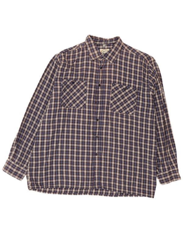 Follie Herre flannelskjorte str. 45/46 2XL blå ternet bomuld