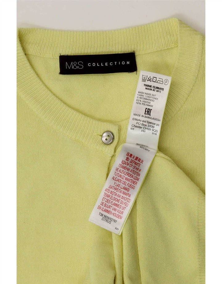 Marks & Spencer Dame Cardigan Sweater UK 10 Small Yellow Viscose