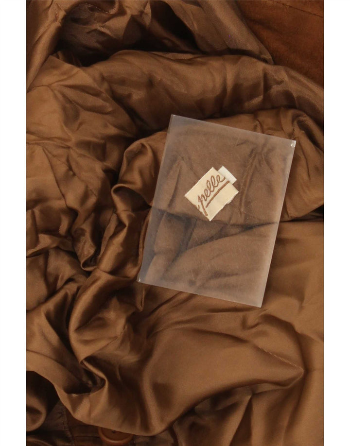 Vintage dame ruskind dobbeltradet blazerjakke IT 50 XL beige læder