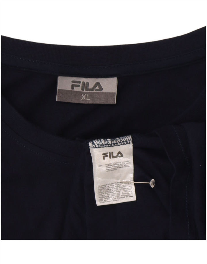 Fila Herre T-Shirt Top XL Marineblå Bomuld