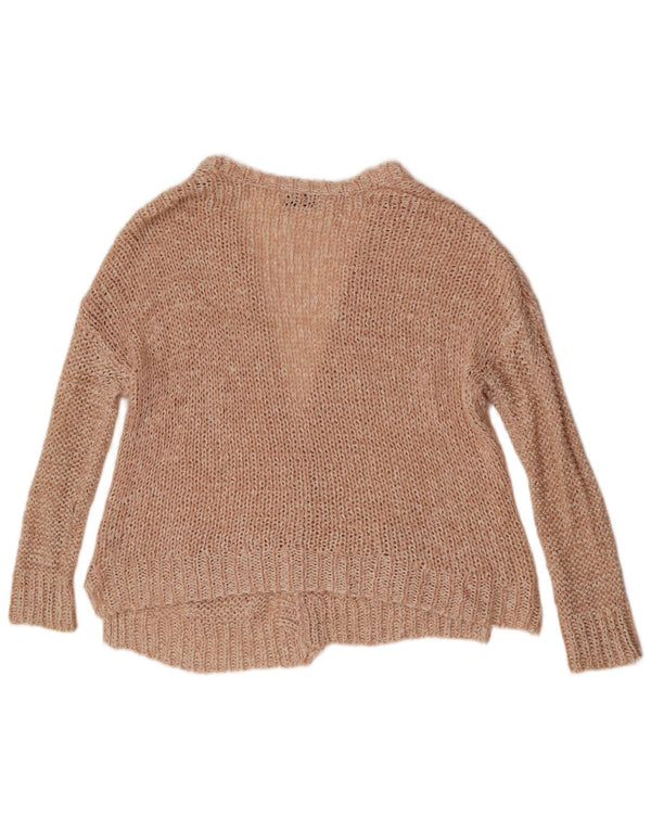 Topshop Dame Oversized Cardigan Sweater UK 10 Small Beige Acryl