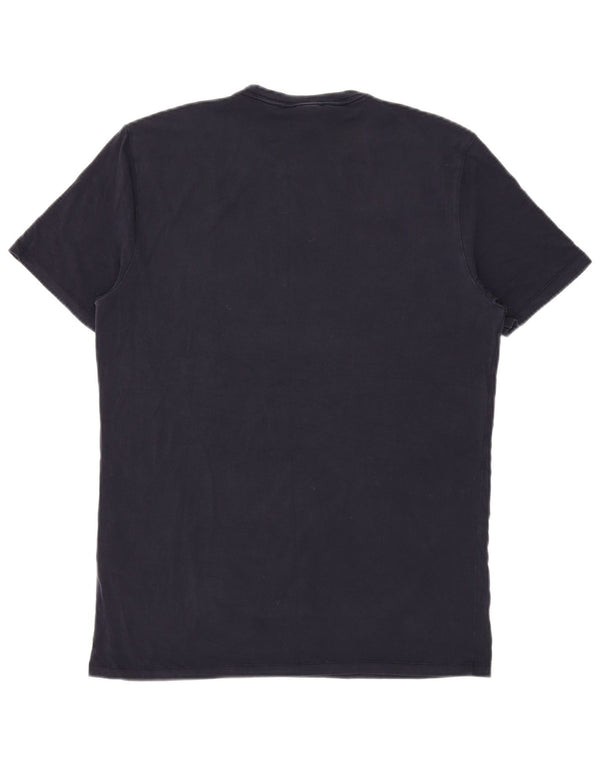 Reiss Mens T-Shirt Top Large Navy Blue Lyocell