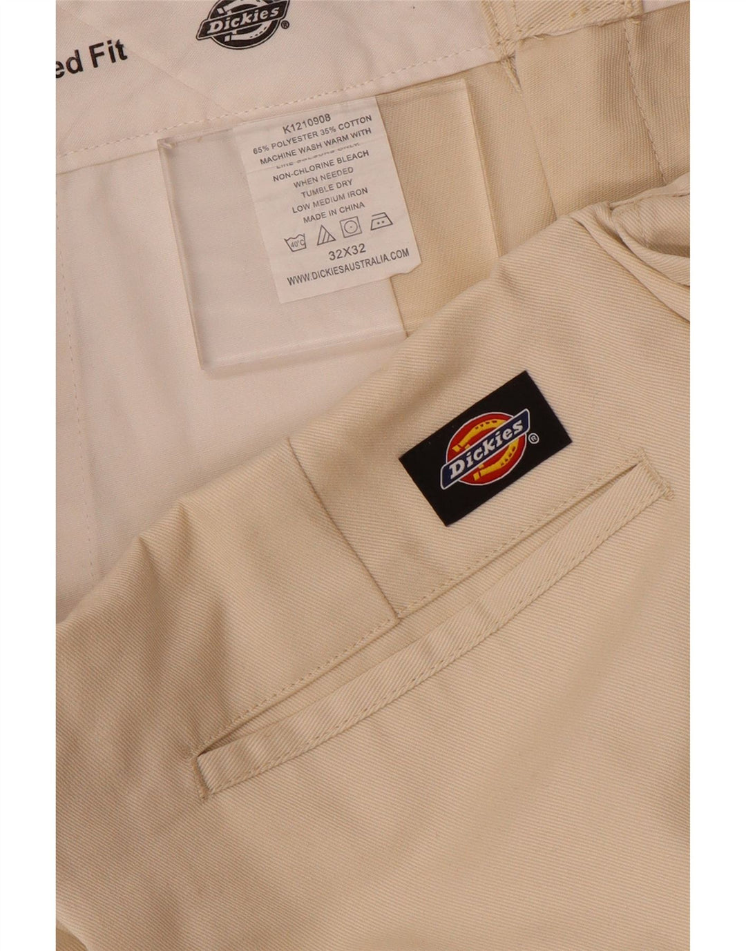 Dickies Lige Chinobukser til mænd W32 L28 Beige Polyester