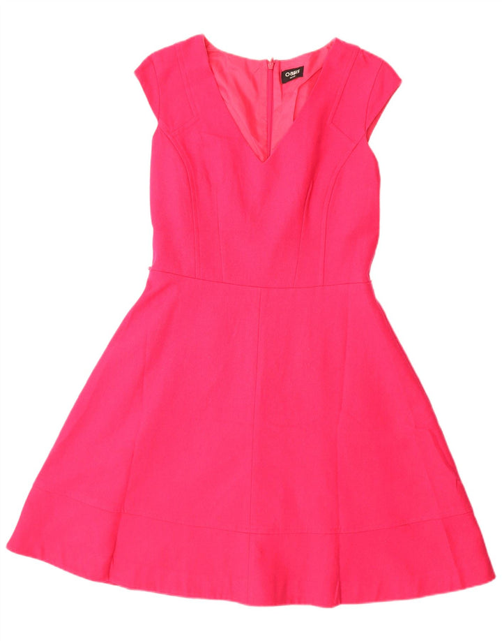 Oasis Dame A-Line Kjole UK 10 Lille Pink Uld