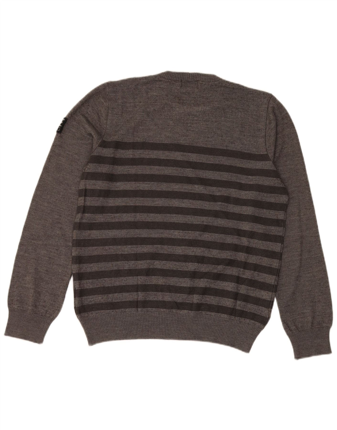 Iceberg Dame Crew Neck Jumper Sweater UK 16 Stor grå stribet uld