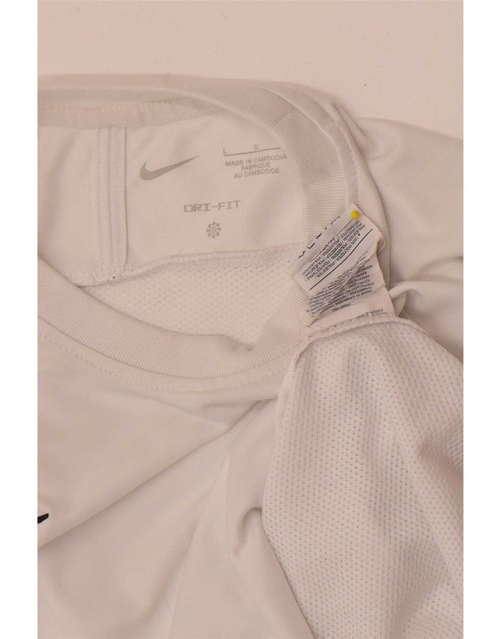 Nike Herre Dri Fit T-shirt Top Stor hvid Colourblock Polyester