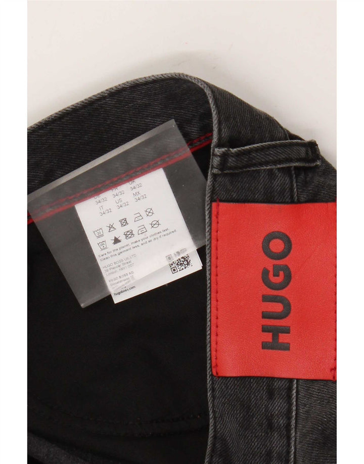 Hugo Boss Herre Distressed Straight Jeans W34 L27 Grå Bomuld