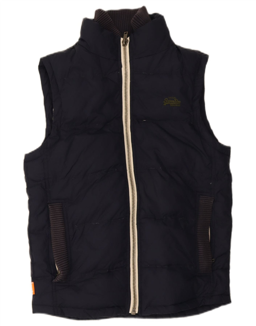 Superdry Herre Polstret Gilet UK 38 Medium Navy Blue Nylon