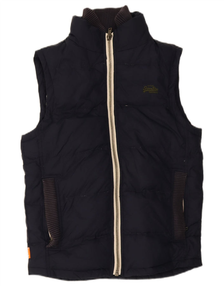 Superdry Herre Polstret Gilet UK 38 Medium Navy Blue Nylon