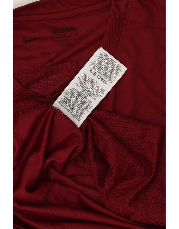 Nike Herre Dri Fit Slim T-Shirt Top Stor Burgundy Polyester
