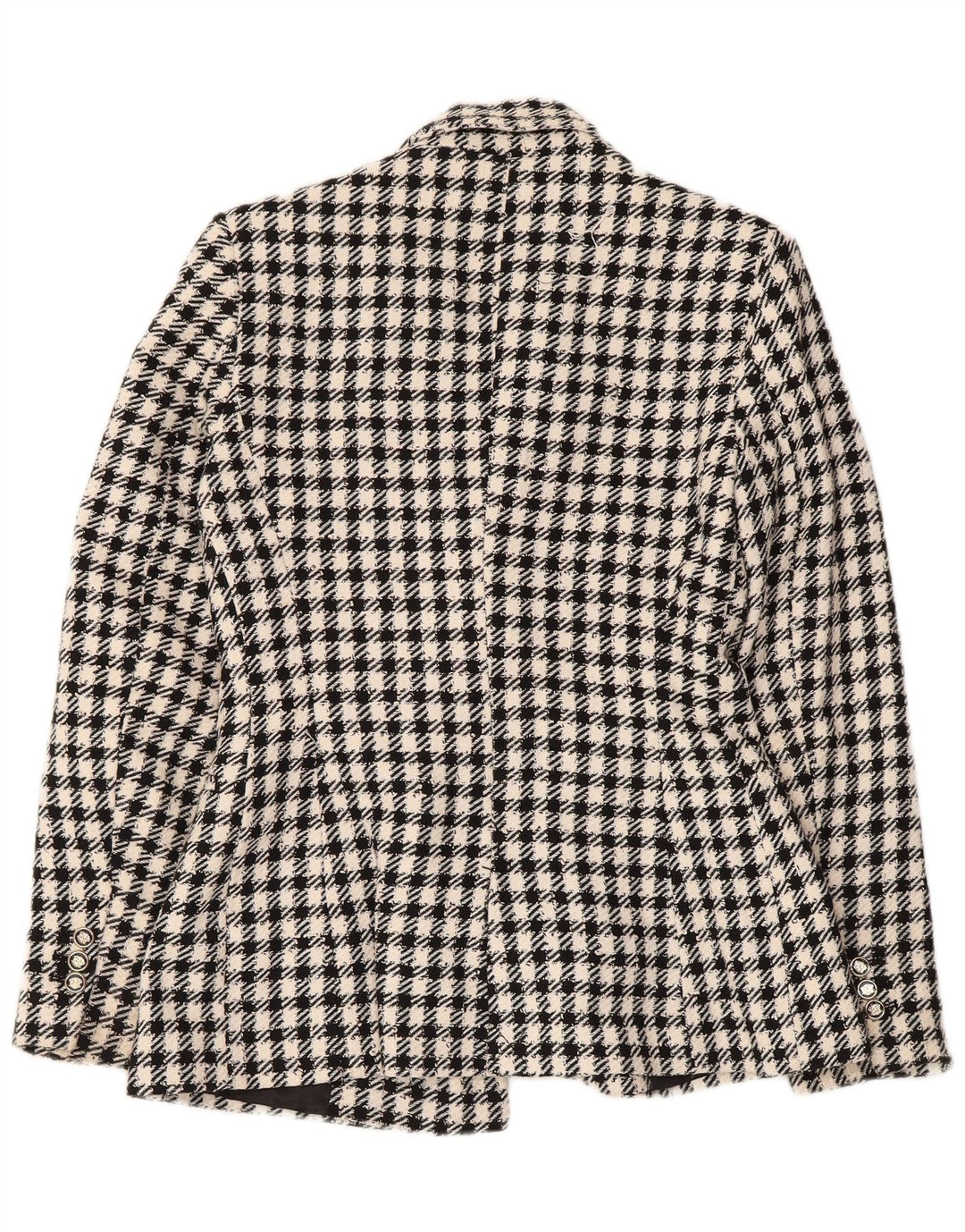Zara Dame Dobbeltradet Blazer Jacket UK 6 XS Sort Gingham Polyester