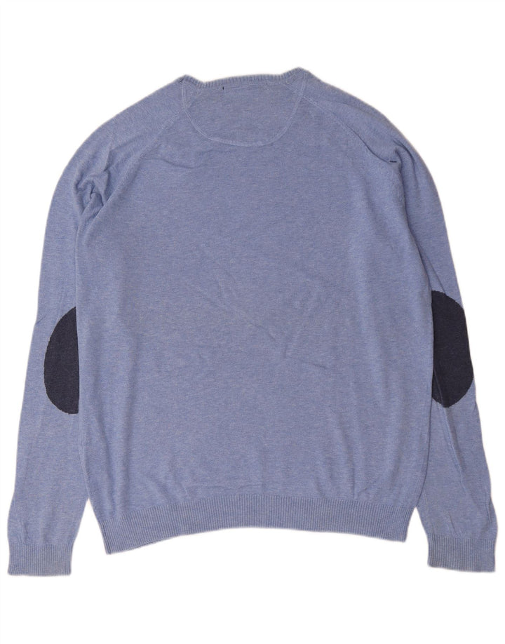Zara Herre sweater med rund hals XL blå bomuld