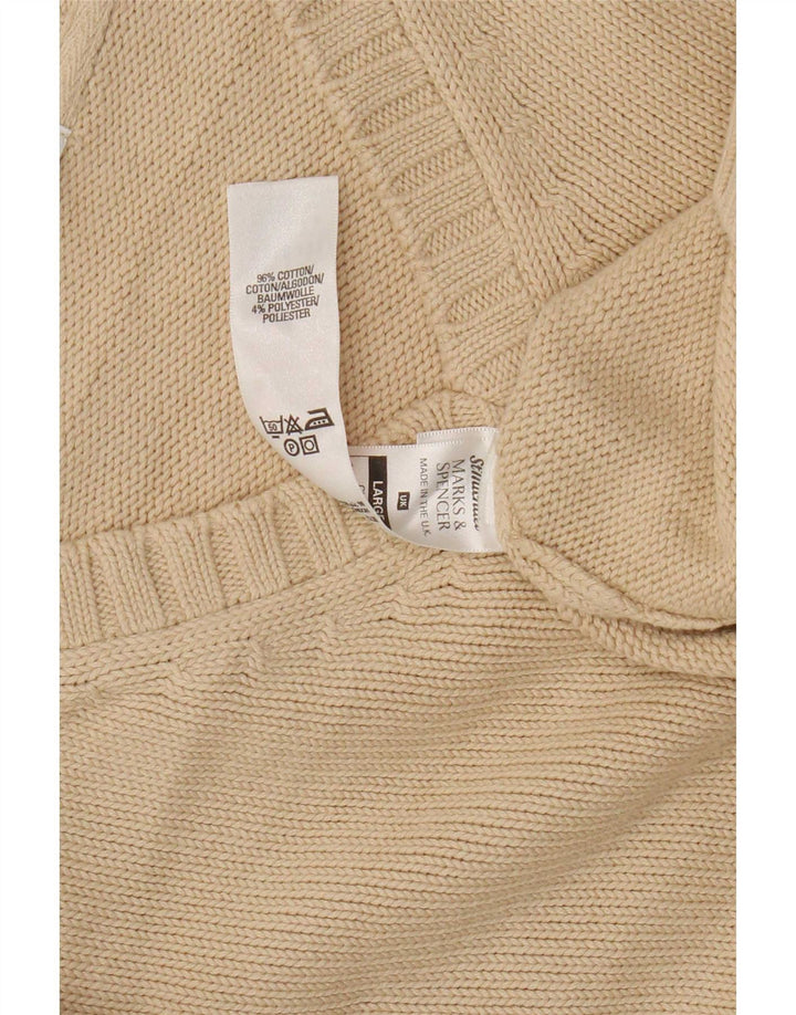Marks & Spencer Herre V-hals sweater Stor Beige Bomuld