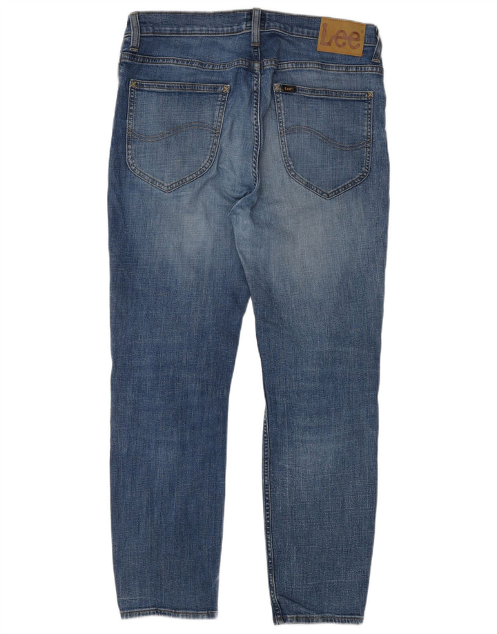 LEE Dame Rider Cropped Jeans W33 L28 Blå Bomuld