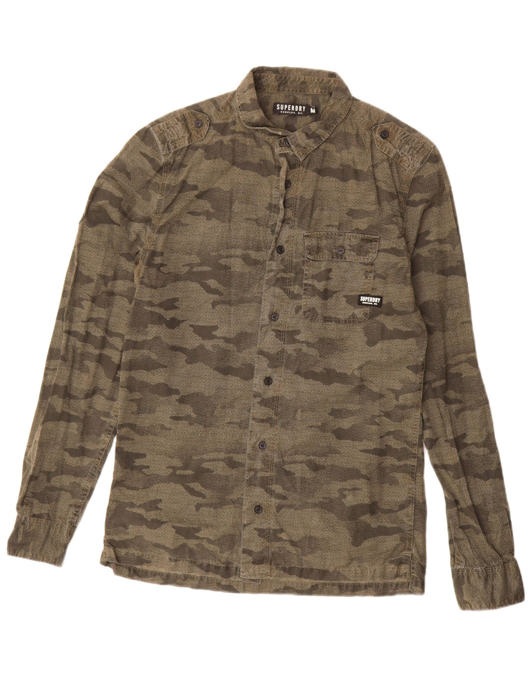 Superdry Herre Militærskjorte Medium Khaki Camouflage Bomuld