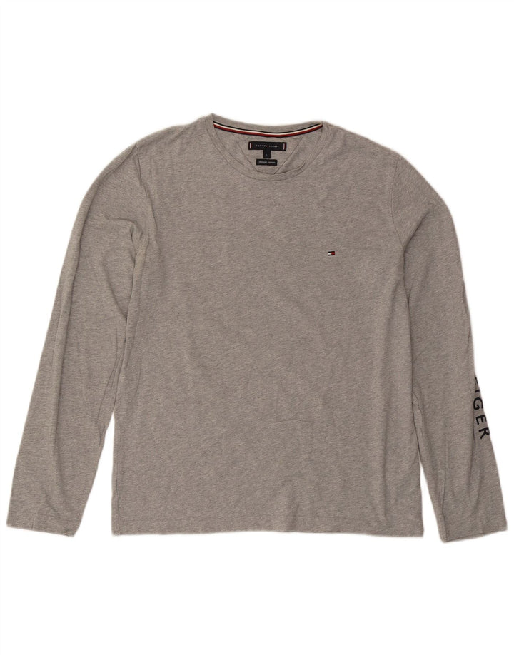 Tommy Hilfiger Herre Grafisk Top Langærmet Stor Grå Flecked Bomuld